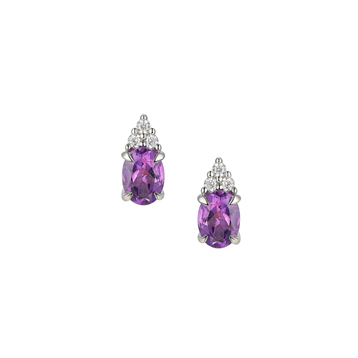 AMETHYST AND CZ SILVER EARRINGS