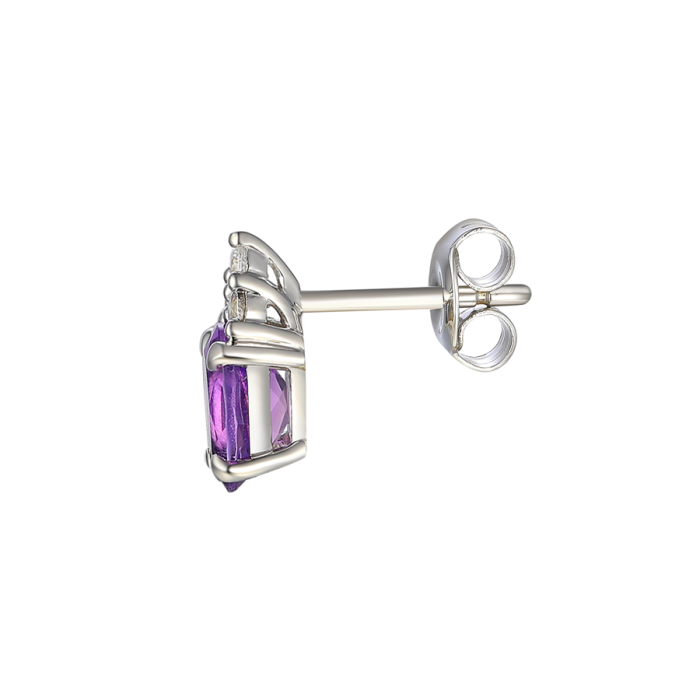 AMETHYST AND CZ SILVER EARRINGS