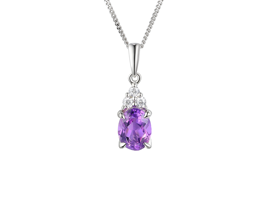 AMETHYST AND CZ SILVER NECKLACE