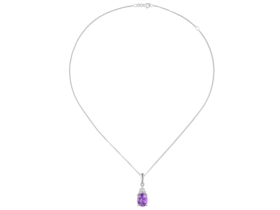 AMETHYST AND CZ SILVER NECKLACE