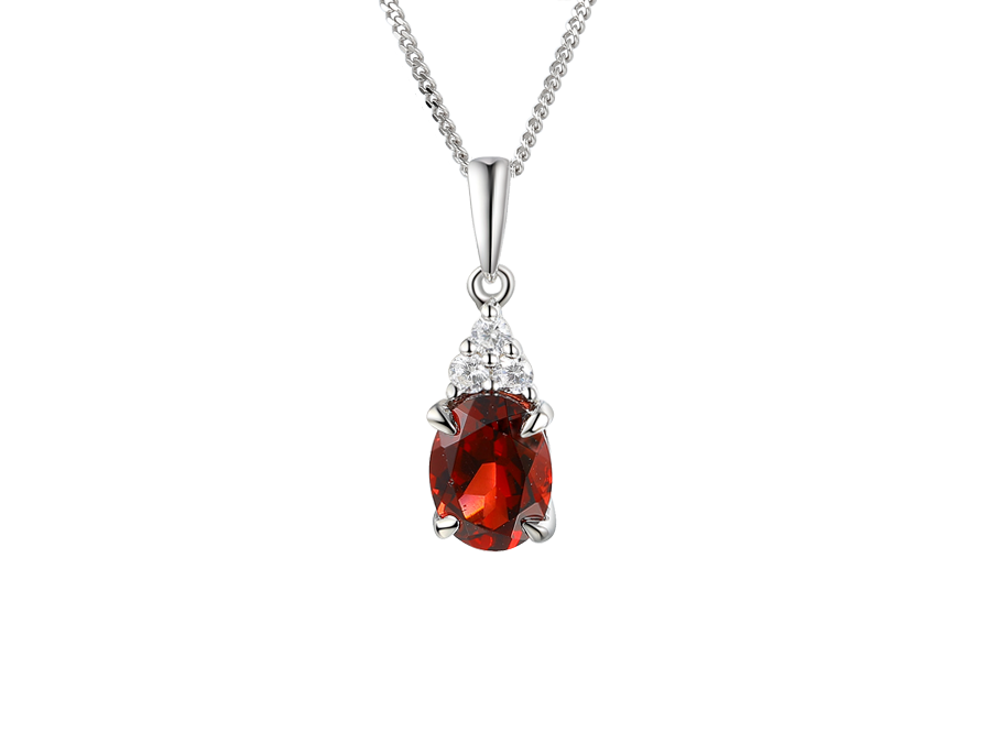 GARNET AND CZ SILVER NECKLACE