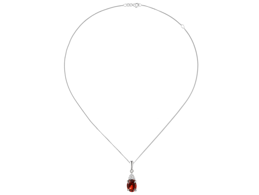 GARNET AND CZ SILVER NECKLACE
