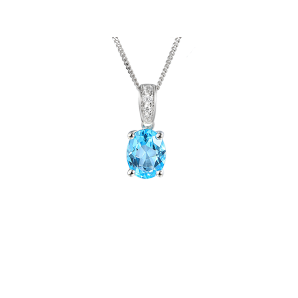 BLUE TOPAZ AND CZ SILVER NECKLACE