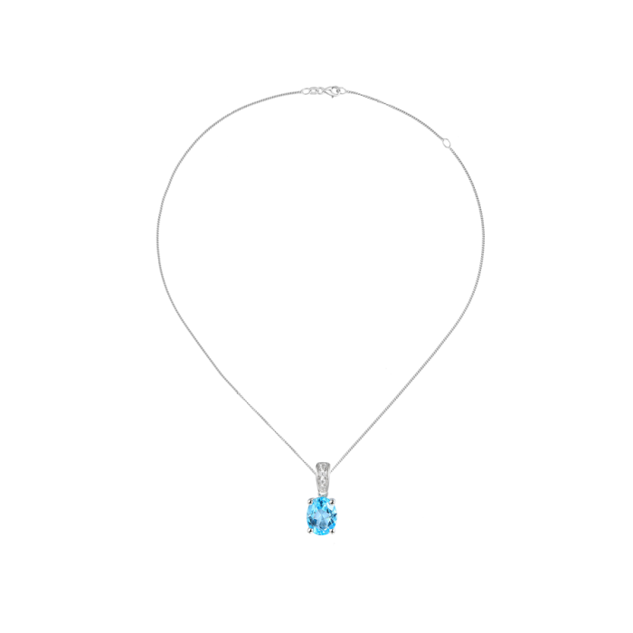 BLUE TOPAZ AND CZ SILVER NECKLACE