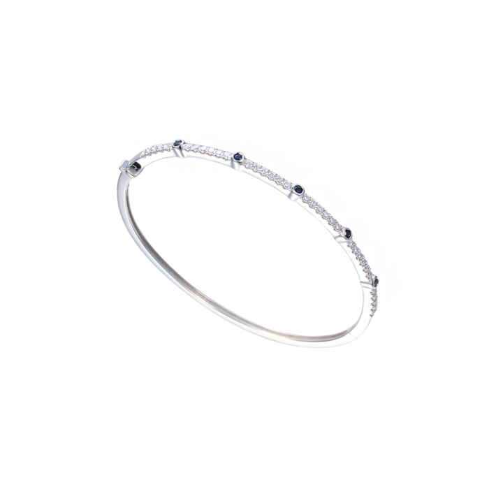SILVER CLAW SET CZ AND SAPPHIRE BANGLE