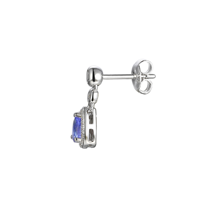 SILVER TANZANITE AND CZ CLUSTER DROP EARRINGS