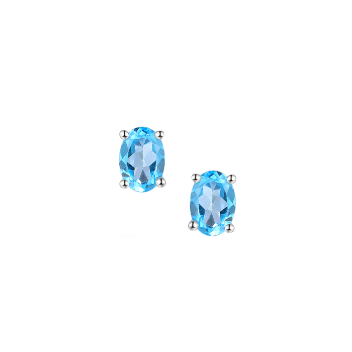 SILVER BLUE TOPAZ STUD EARRINGS