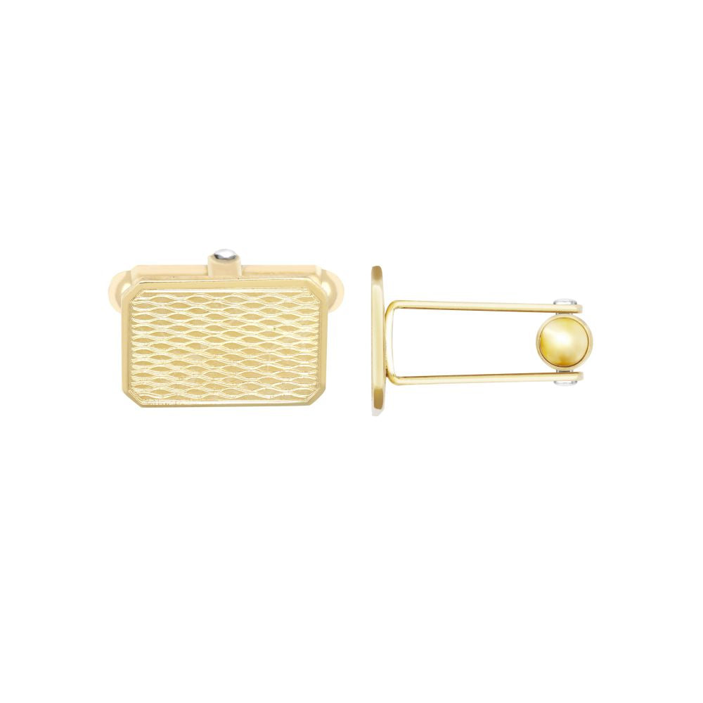 9ct yellow gold Art Deco cufflinks with engine-turned detailing and swivel backs by Fogal & Barnes Fine Jewellers, Harrogate.