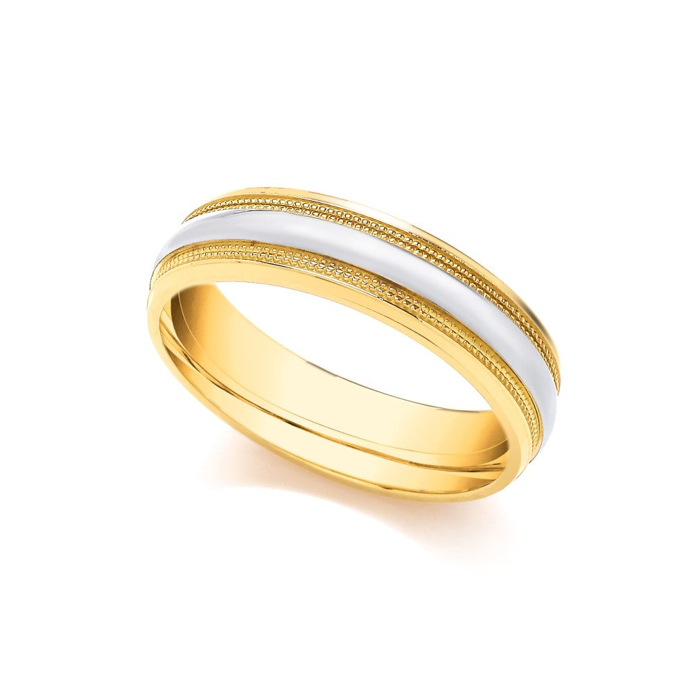 9ct Yellow & White Gold Fancy Wedding Band | Fogal & Barnes Harrogate