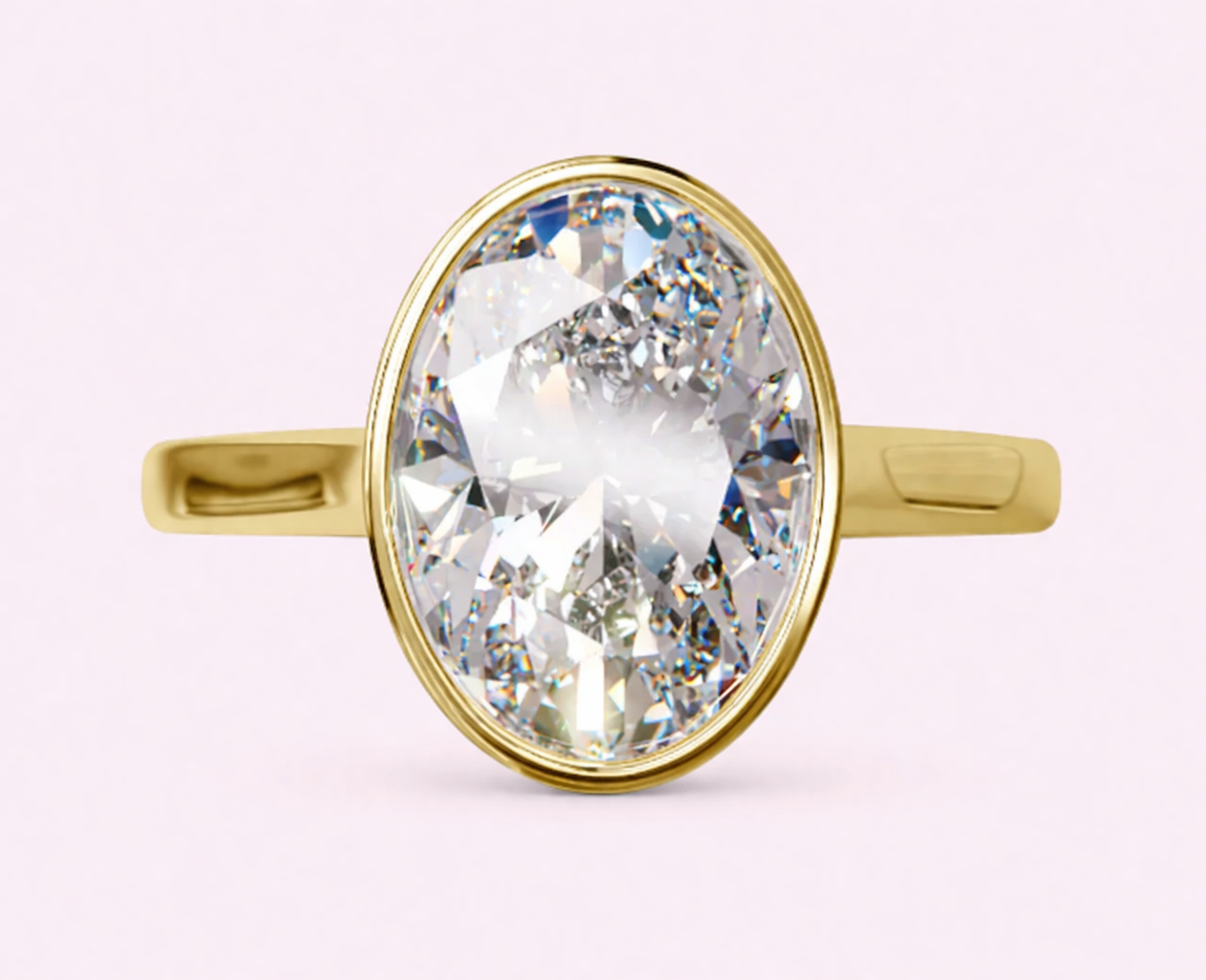 Raye engagement ring oval lab grown diamond 2.5ct bezel setting luxury ring Harrogate Yorkshire