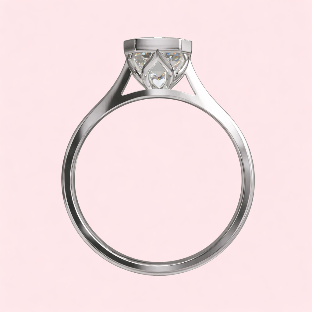 Margot bezel set emerald cut lab diamond ring 2.50ct in polished yellow gold by Fogal and Barnes Yorkshire