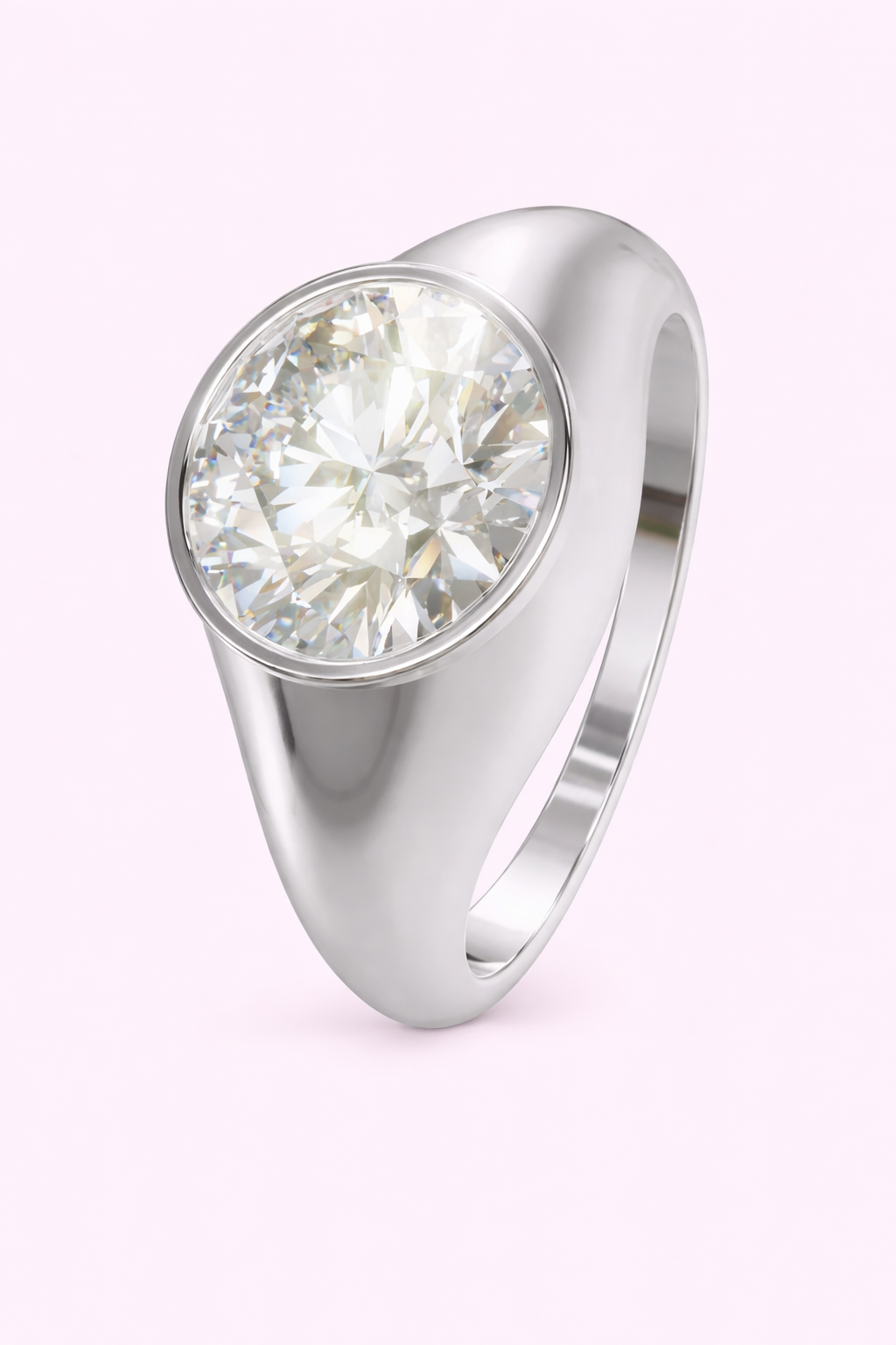 platinum and gold lab grown diamond bezel ring Veronica design UK