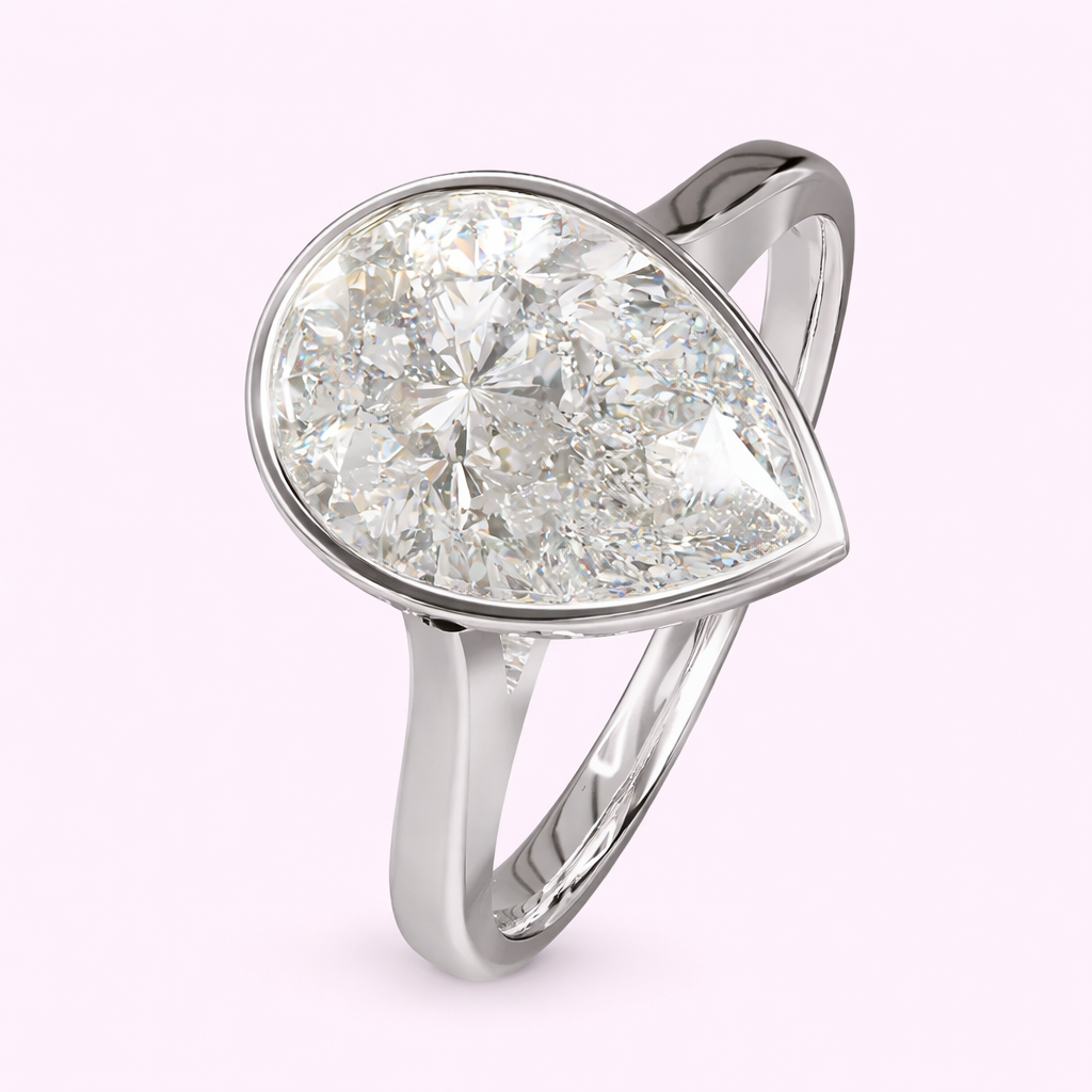 2.50ct pear lab-grown diamond engagement ring bezel set minimalist solitaire design Harrogate jewellers