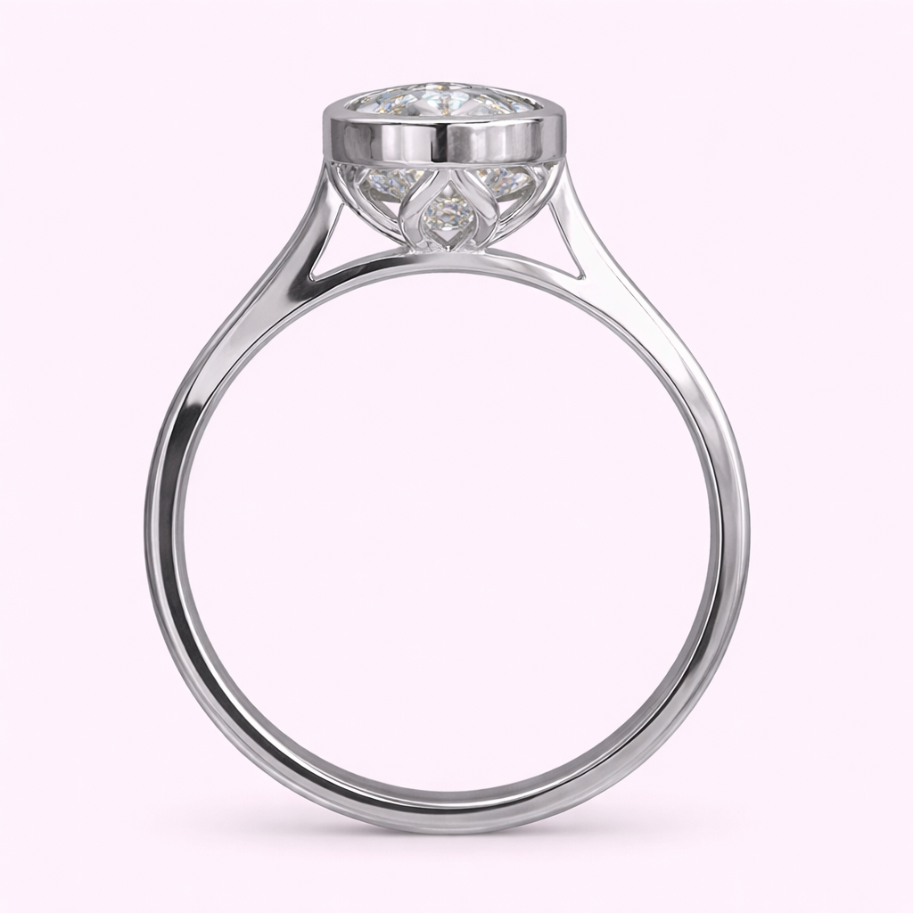 Bespoke pear shape lab-grown diamond ring 2.50ct solitaire bezel set engagement ring UK