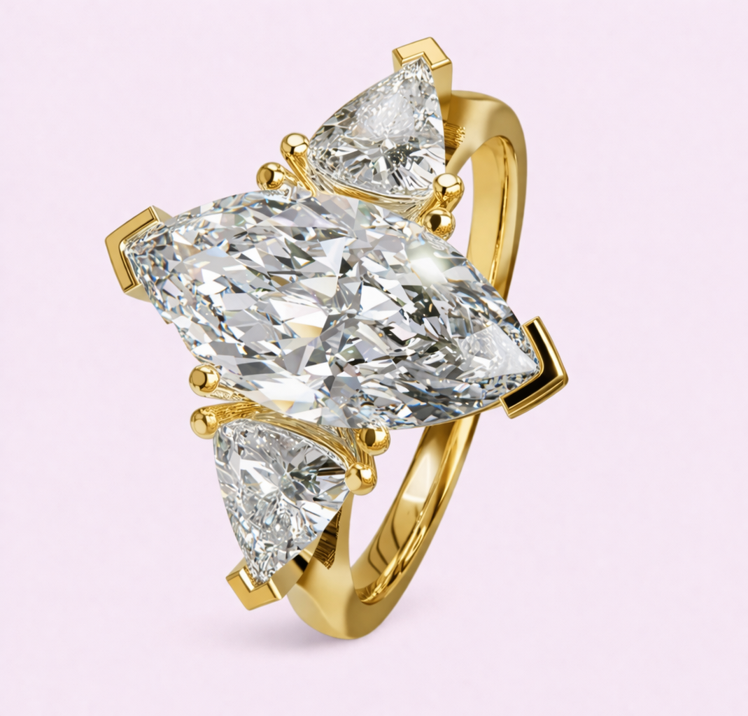 modern three stone lab diamond ring Harrogate jewellers Fogal and Barnes