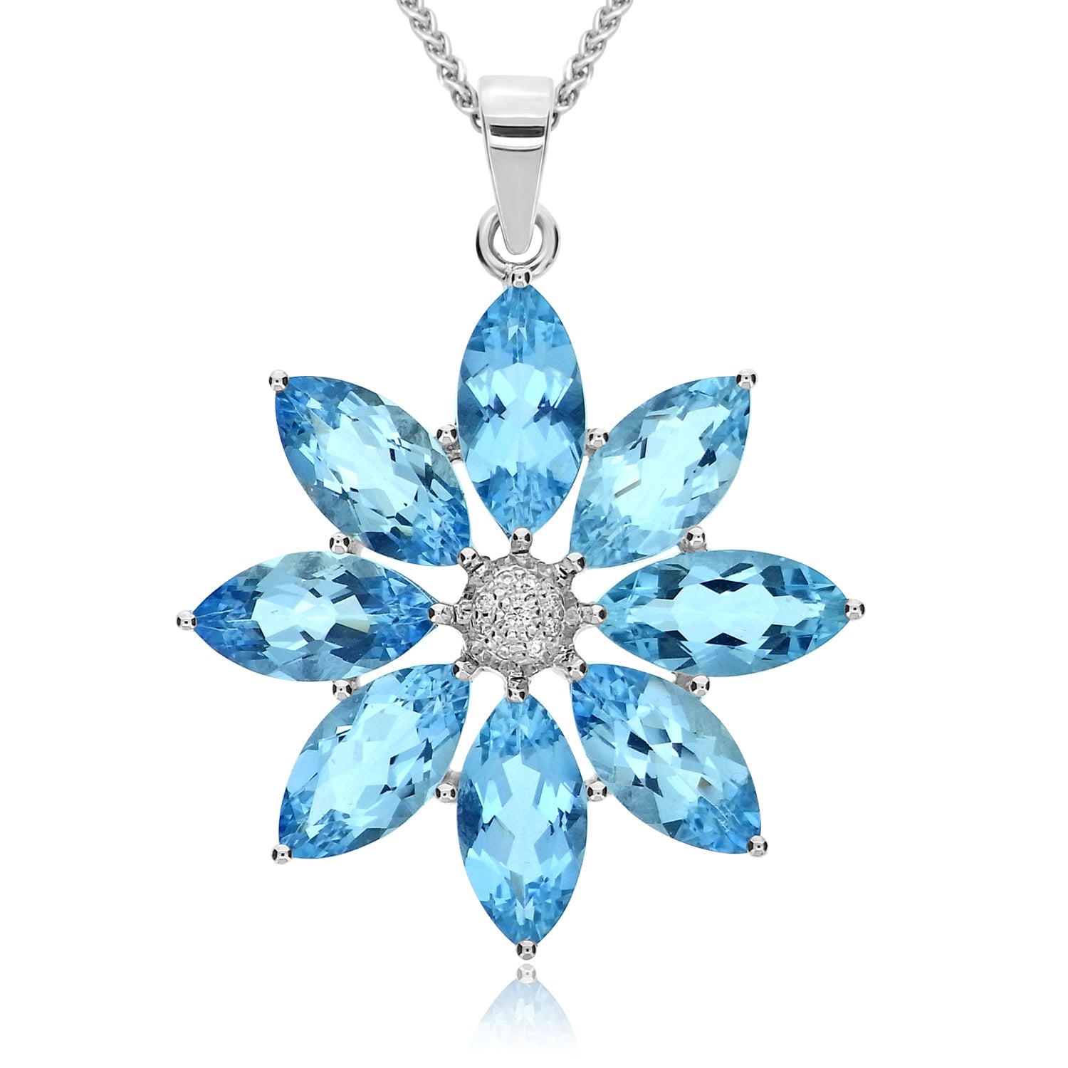 AQUAMARINE MARQUISE FLOWER PENDANT