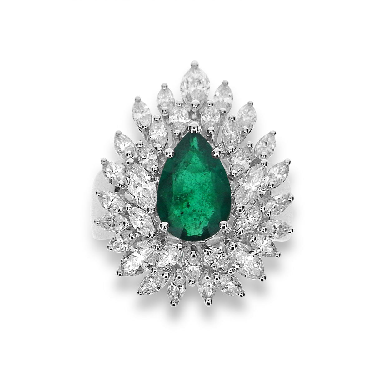 EMERALD AND DIAMOND FANCY COCKTAIL RING