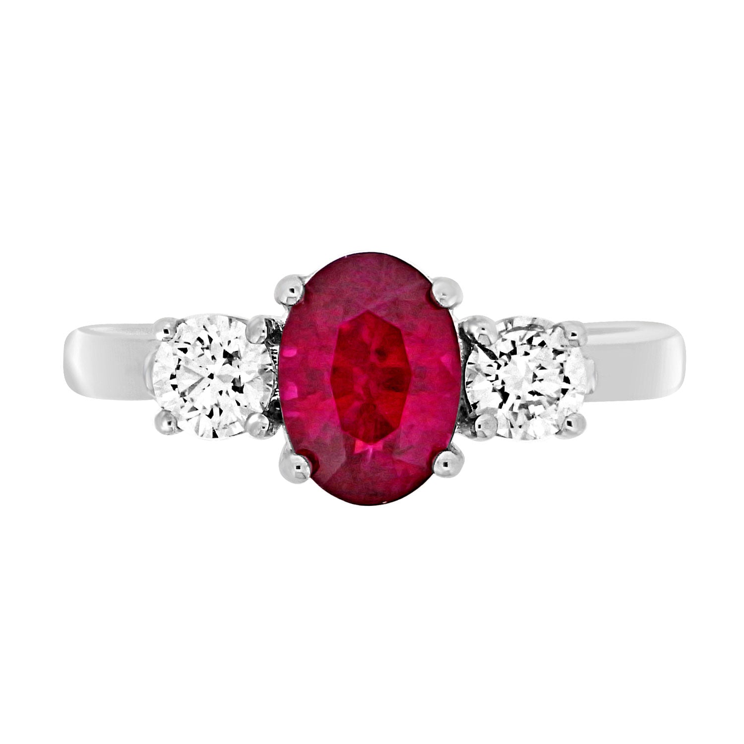 OVAL RUBY AND DIAMOND TRILOGY ENGAGEMENT RING