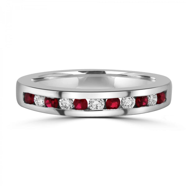 ROUND BRILLIANT RUBY & DIAMOND ETERNITY/WEDDING RING