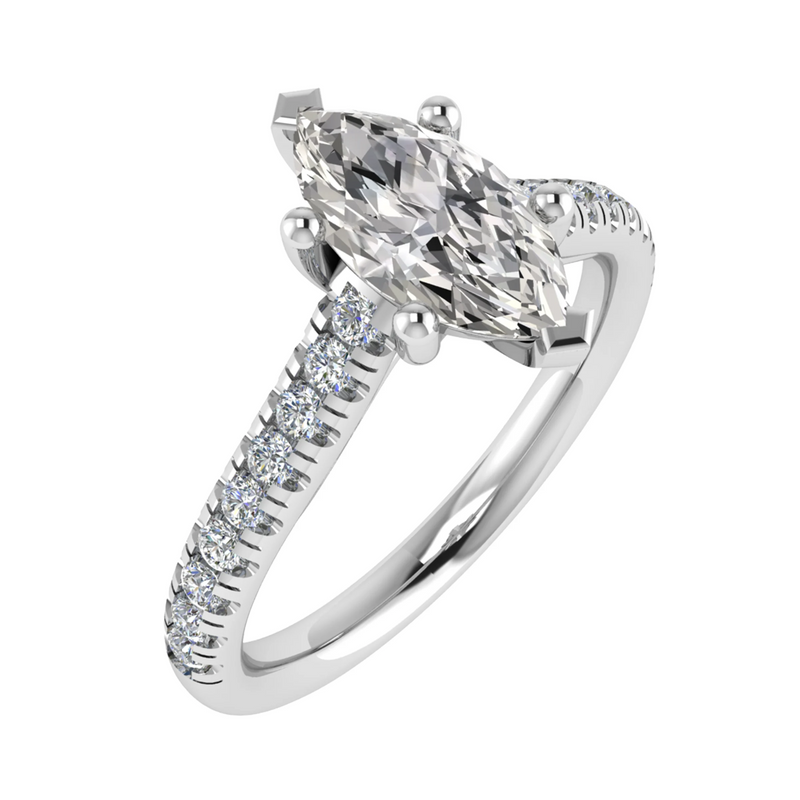 MARQUISE CUT DIAMOND AND DIAMOND SHOULDERS ENGAGMENT RING