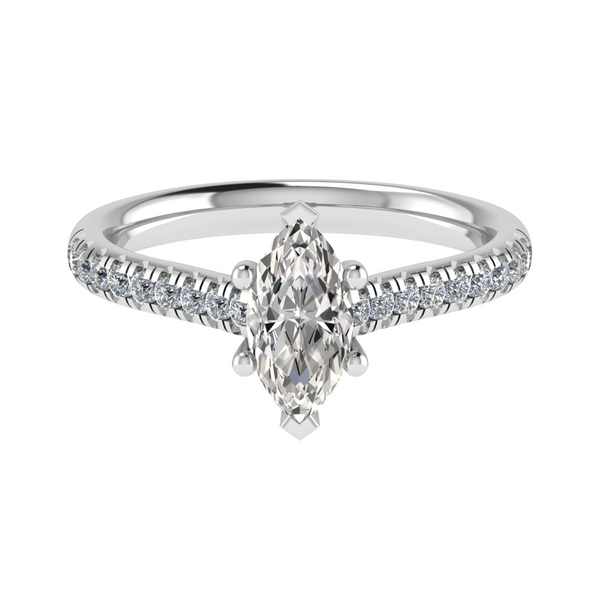 MARQUISE CUT DIAMOND AND DIAMOND SHOULDERS ENGAGMENT RING