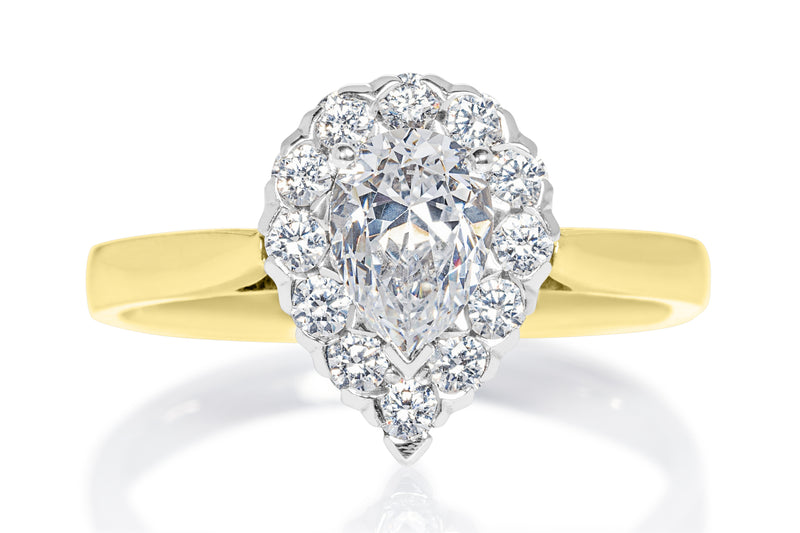 PEAR  CUT DIAMOND  CLUSTER ENGAGEMENT RING