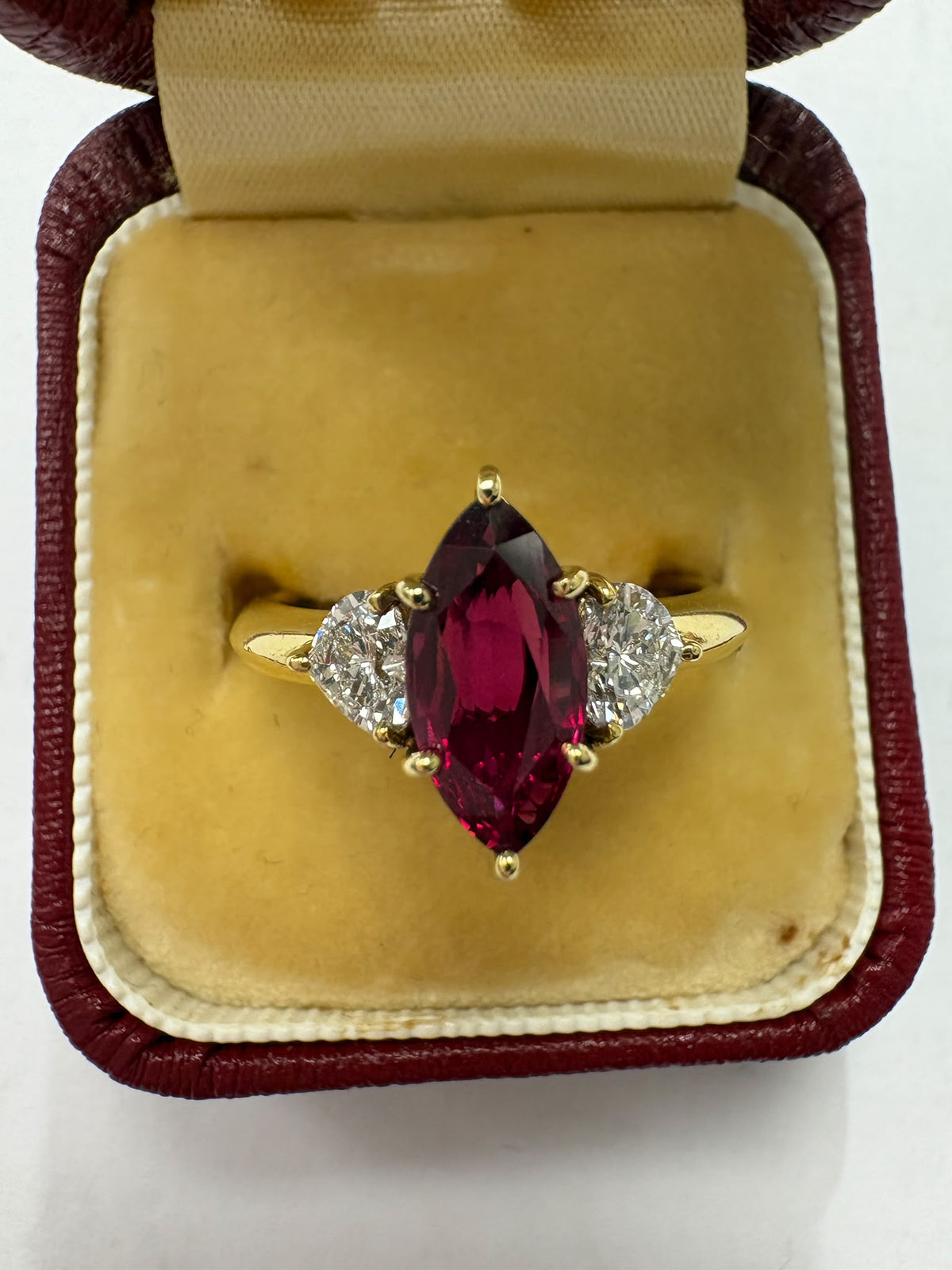 second hand marquise ruby and diamond certified 