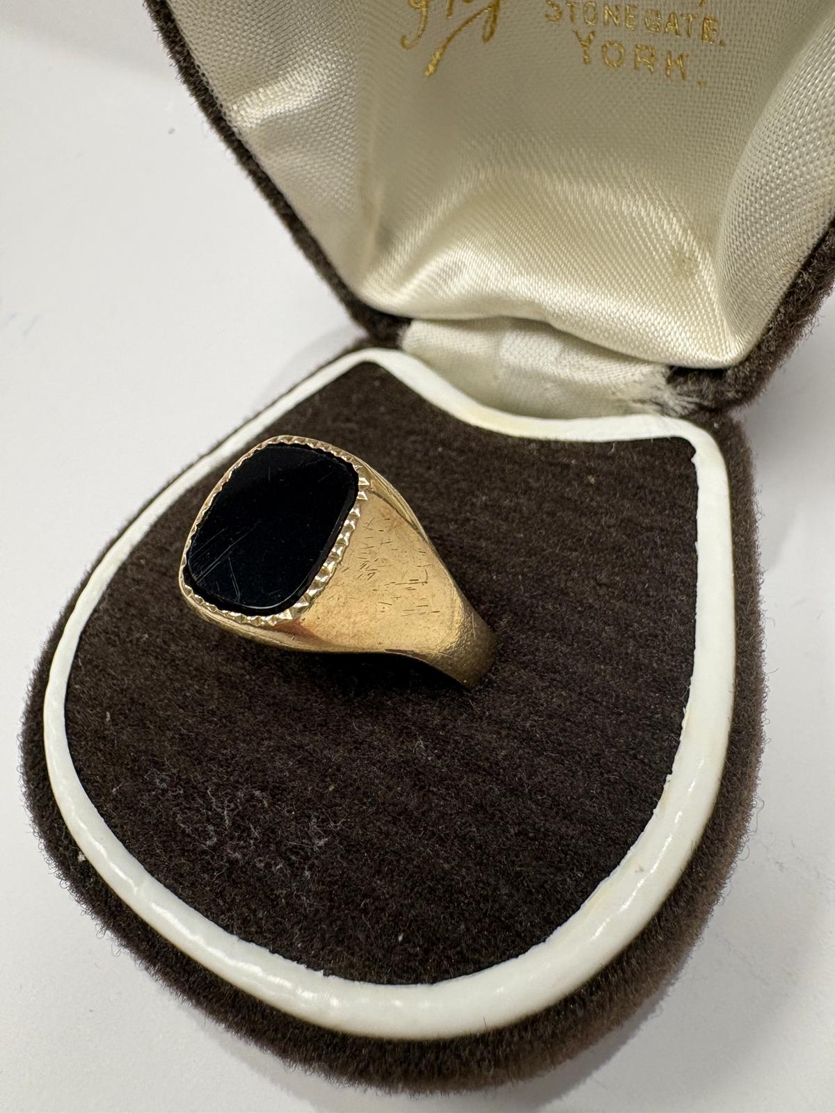 Gold 9k yellow signet ring black onyx harrogate jewellers 