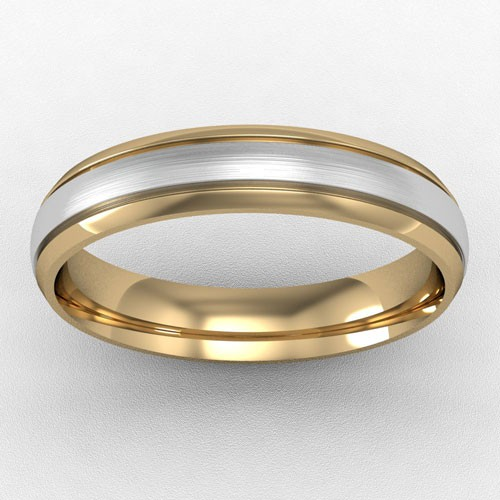 4MM TWO TONE WHITE GOLD INSERT WEDDING RING