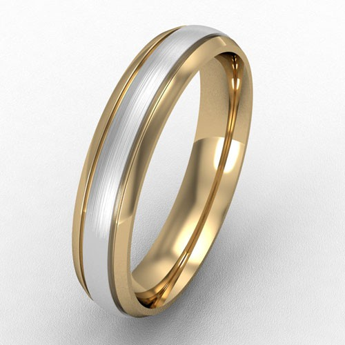 4MM TWO TONE WHITE GOLD INSERT WEDDING RING