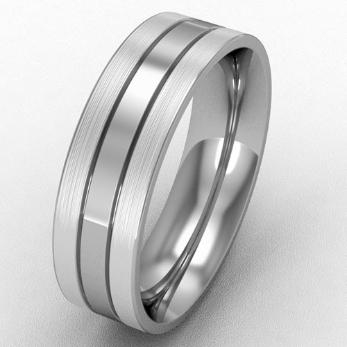 6MM SATIN BRUSHED STRIPE WEDDING RING