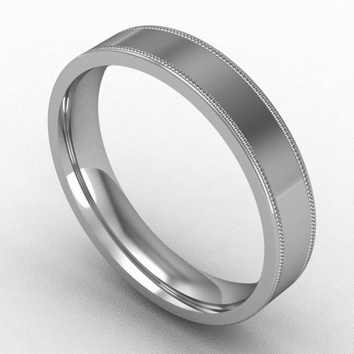 4MM FLAT COURT MILL GRAIN EDGE WEDDING RING