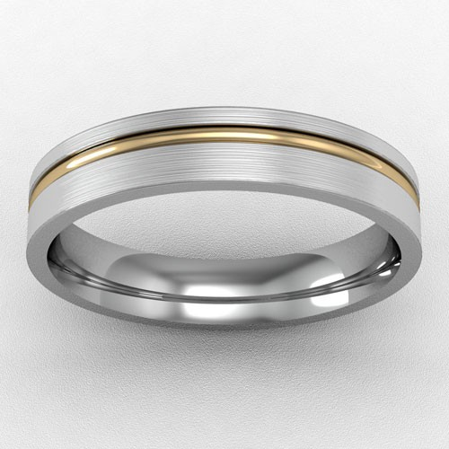 4MM TWO TONE YELLOW GOLD INSERT WEDDING RING