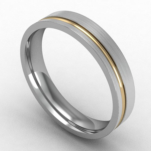 4MM TWO TONE YELLOW GOLD INSERT WEDDING RING