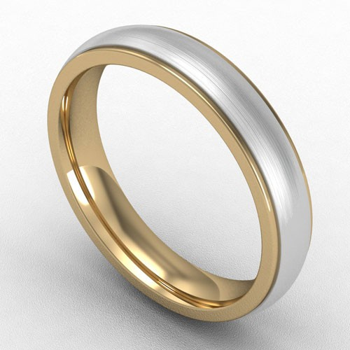 4MM TWO TONE FLAT COURT WHITE GOLD INSERT WEDDING RING