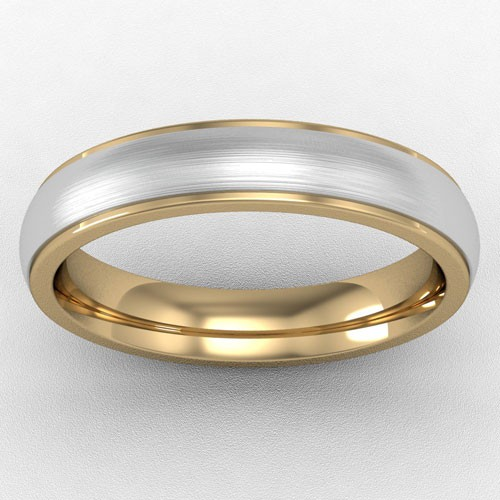 4MM TWO TONE FLAT COURT WHITE GOLD INSERT WEDDING RING