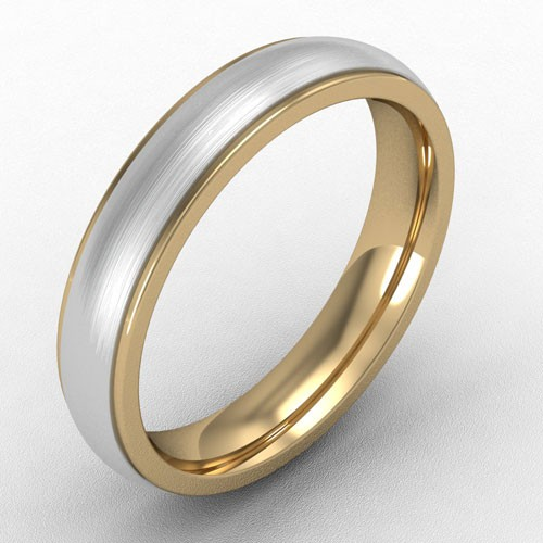 4MM TWO TONE FLAT COURT WHITE GOLD INSERT WEDDING RING