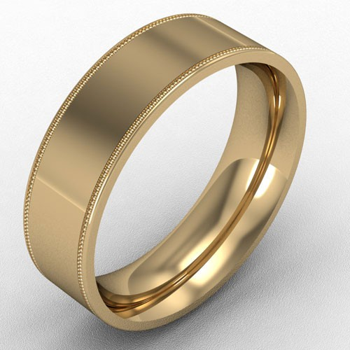 6MM FLAT COURT MILL GRAIN EDGE WEDDING RING