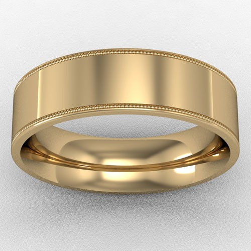 6MM FLAT COURT MILL GRAIN EDGE WEDDING RING