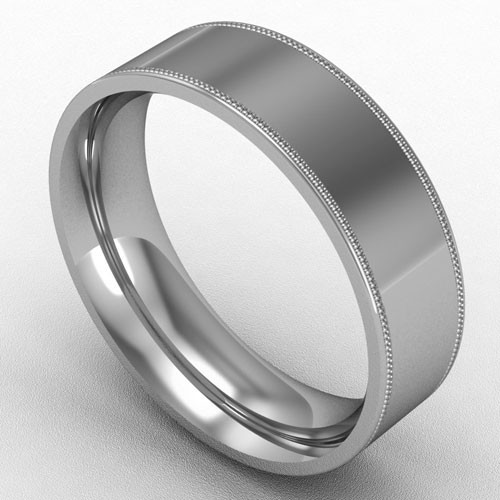 6MM FLAT COURT MILL GRAIN EDGE WEDDING RING