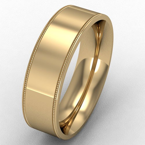 6MM FLAT COURT MILL GRAIN EDGE WEDDING RING