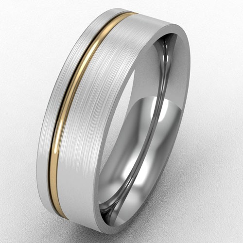 6MM TWO TONE YELLOW GOLD INSERT WEDDING RING