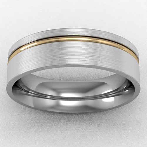 6MM TWO TONE YELLOW GOLD INSERT WEDDING RING