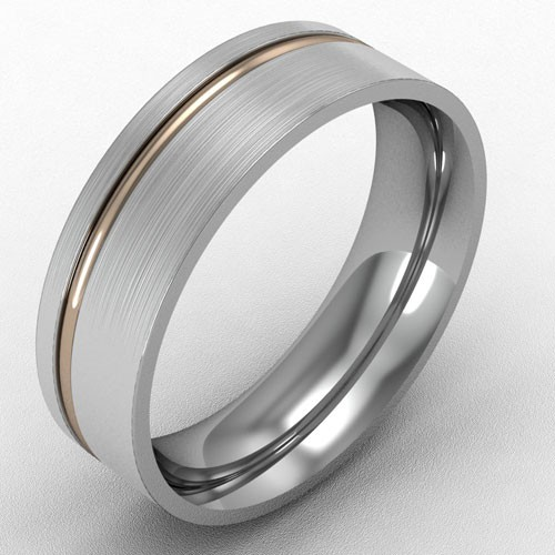 6MM TWO TONE ROSE GOLD INSERT WEDDING RING