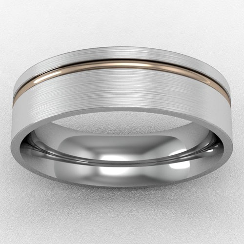 6MM TWO TONE ROSE GOLD INSERT WEDDING RING