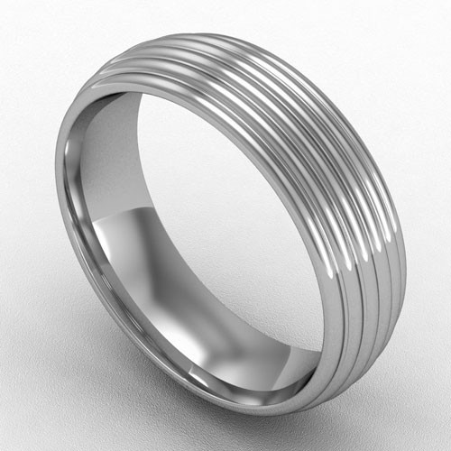 6MM GOLD COURT RIBBED WEDDING RING