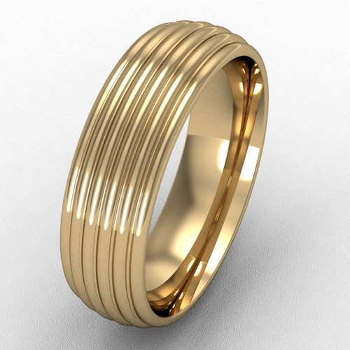 6MM GOLD COURT RIBBED WEDDING RING