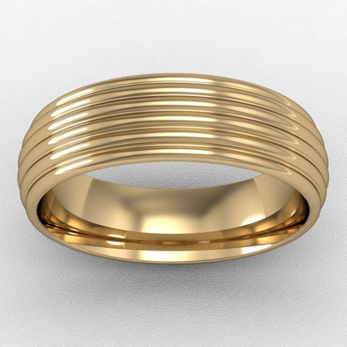 6MM GOLD COURT RIBBED WEDDING RING