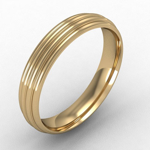 4MM GOLD COURT RIBBED WEDDING RING