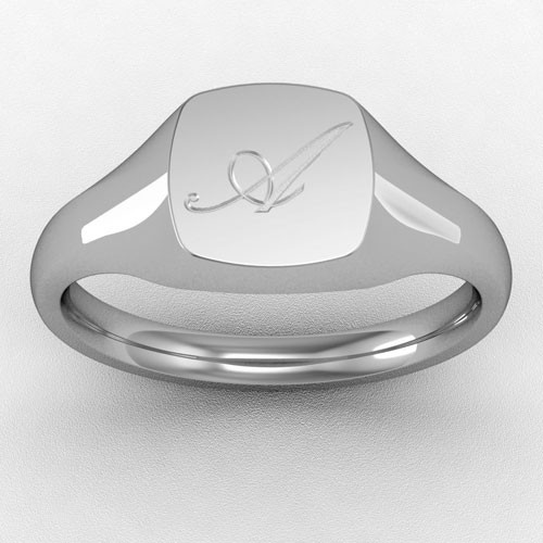 SMALL INITIAL CUSHION SHAPED SIGNET RING